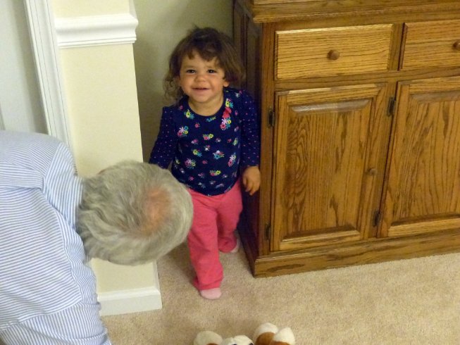 Julia hides from Uncle Bob